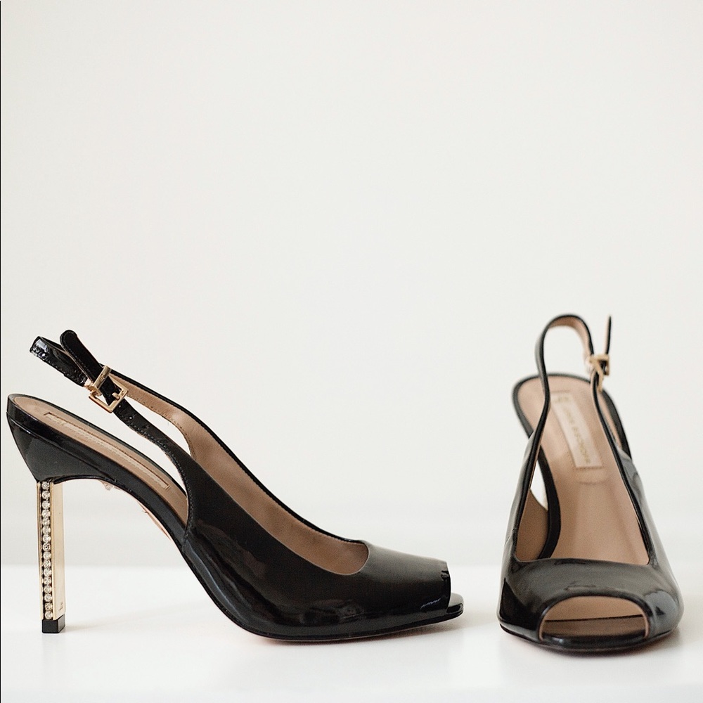 Brazilian leather and crystal heels